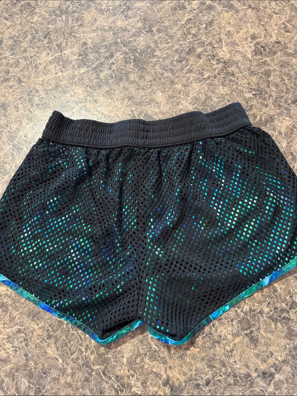 Champion Black Mesh Athletic Shorts with Teal Accent - Picture 3 of 3